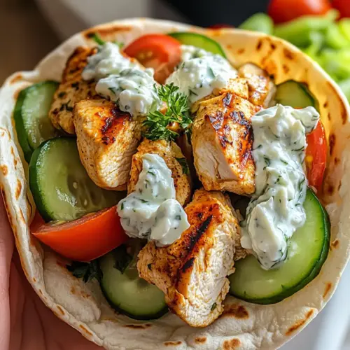 Griechische Hähnchenpitas mit Tzatziki und Feta