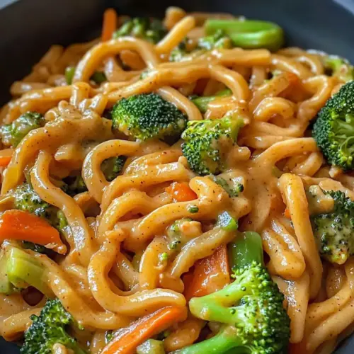 Udon-Nudeln mit Erdnusssauce