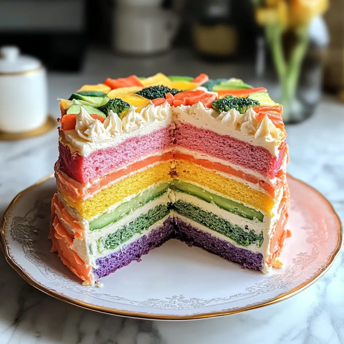Bunter Regenbogen-Gemüse-Kuchen