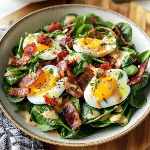 Spinat salade mit warmem Speckdressing